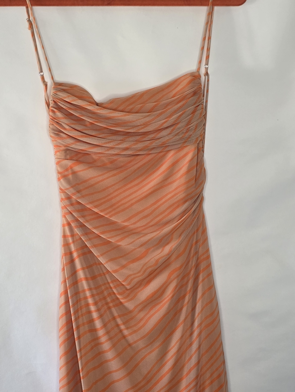 Zara Tulle Mesh Open Back Maxi Dress Size S Spaghetti Strap Stretch Party Y2K - Picture 3 of 15